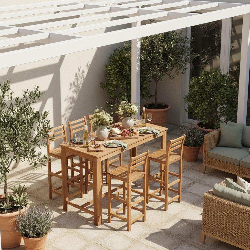 Bartafelset onder pergola - gestyled