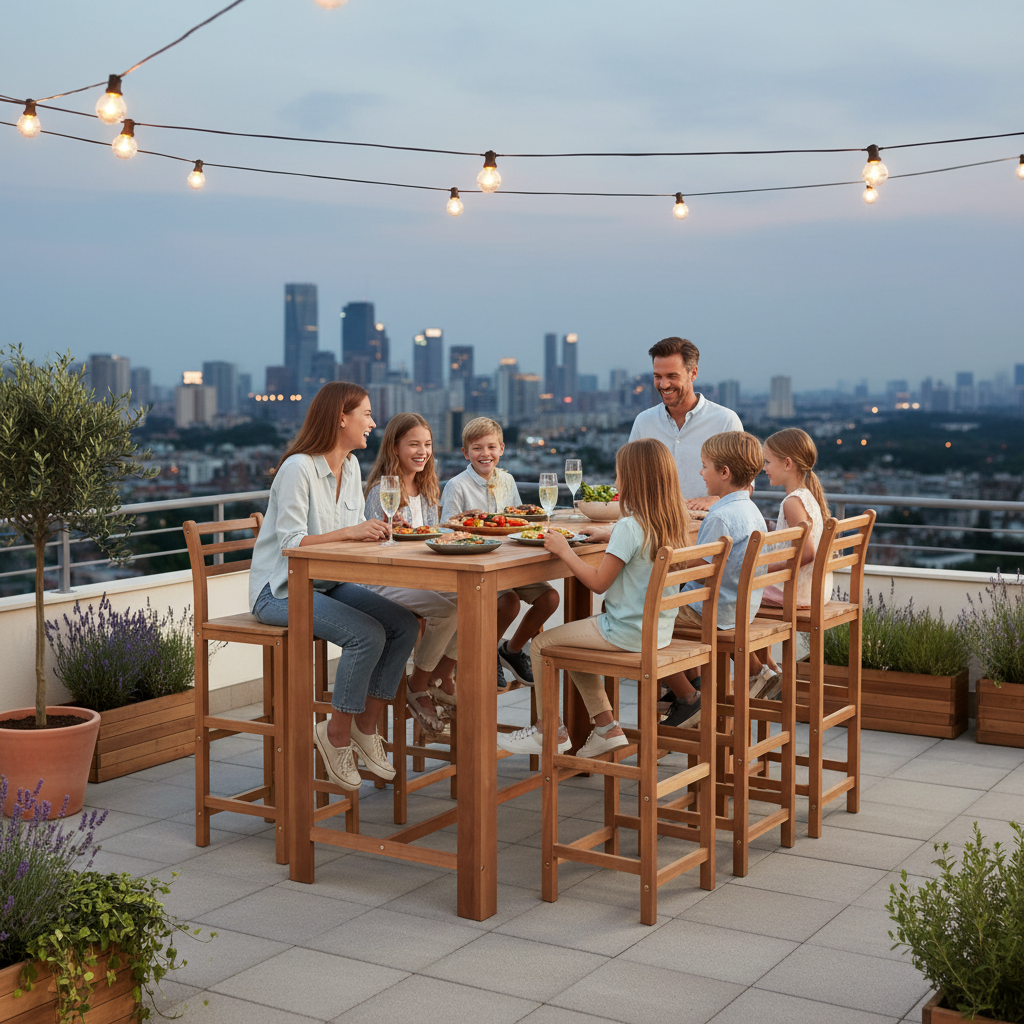 Bartafelset op groot balkon