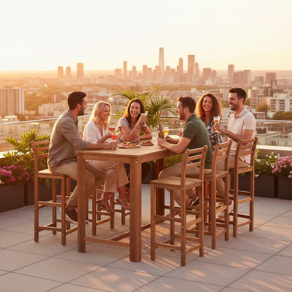 Bartafelset op modern dakterras