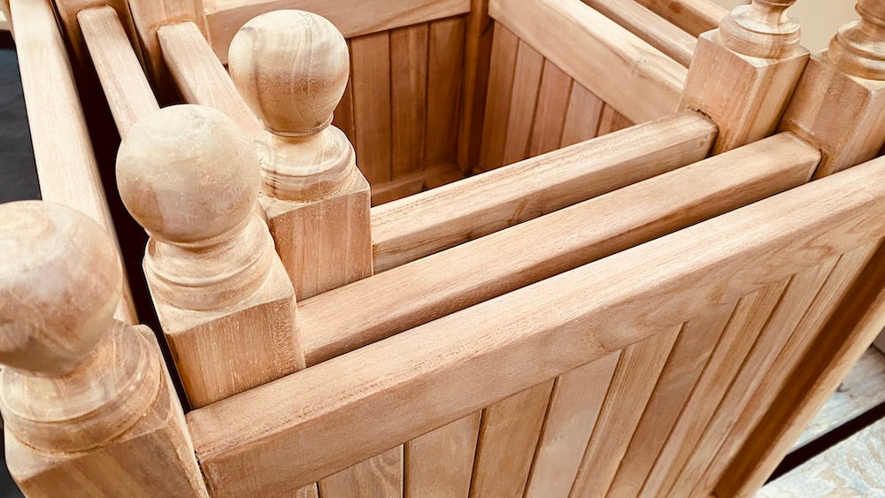 Teak-Pflanzkübel Set quadratisch – 3er Set Tekora