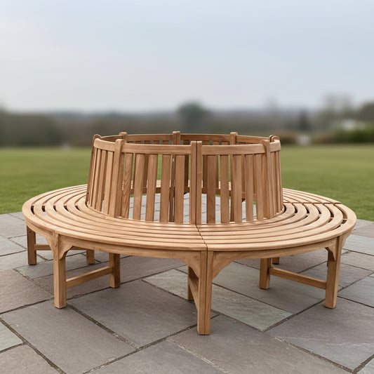 Teak Ronde Boombank 220 cm | 4 voorgemonteerde delen | TEKORA