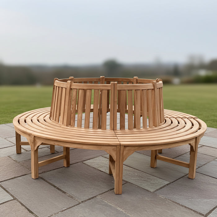 Teak Ronde Boombank 220 cm | 4 voorgemonteerde delen | TEKORA