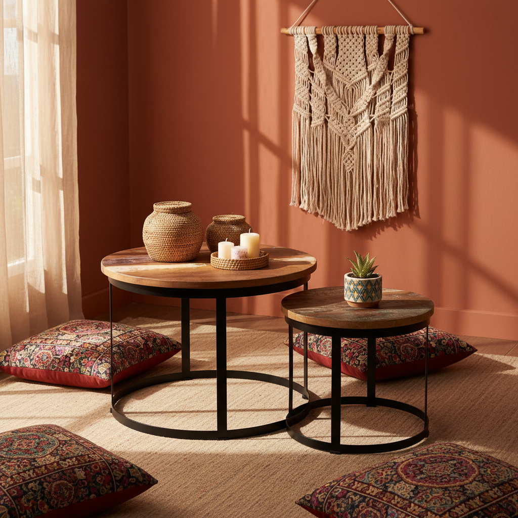 Beide tafels in bohemian ruimte