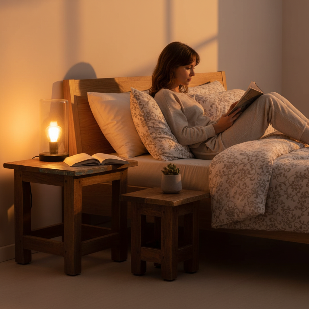 Beide tafels in slaapkamer