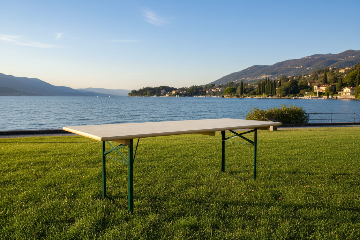 Biertafel aan Italiaans meer