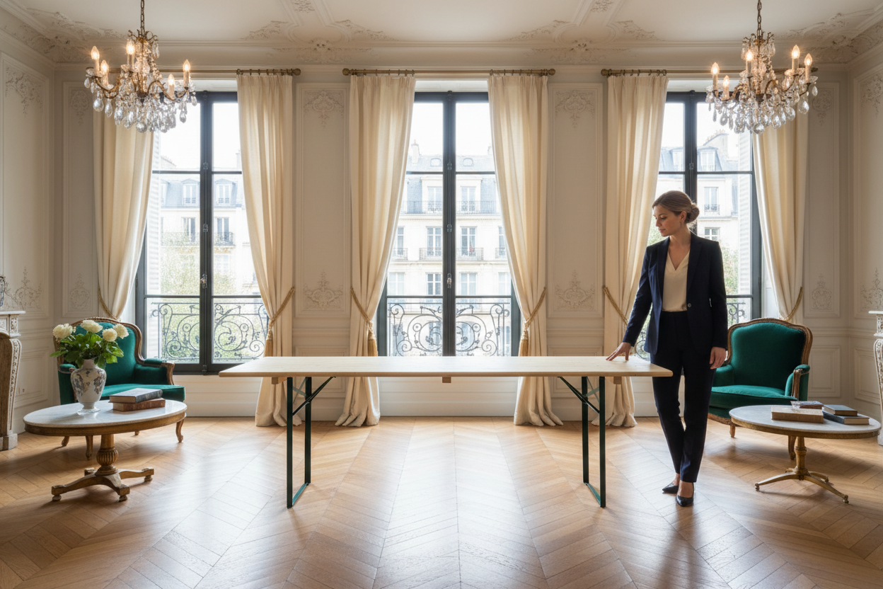 Biertafel in Franse huiskamer met dame