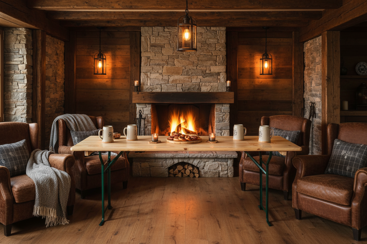 Biertafel in rustiek interieur