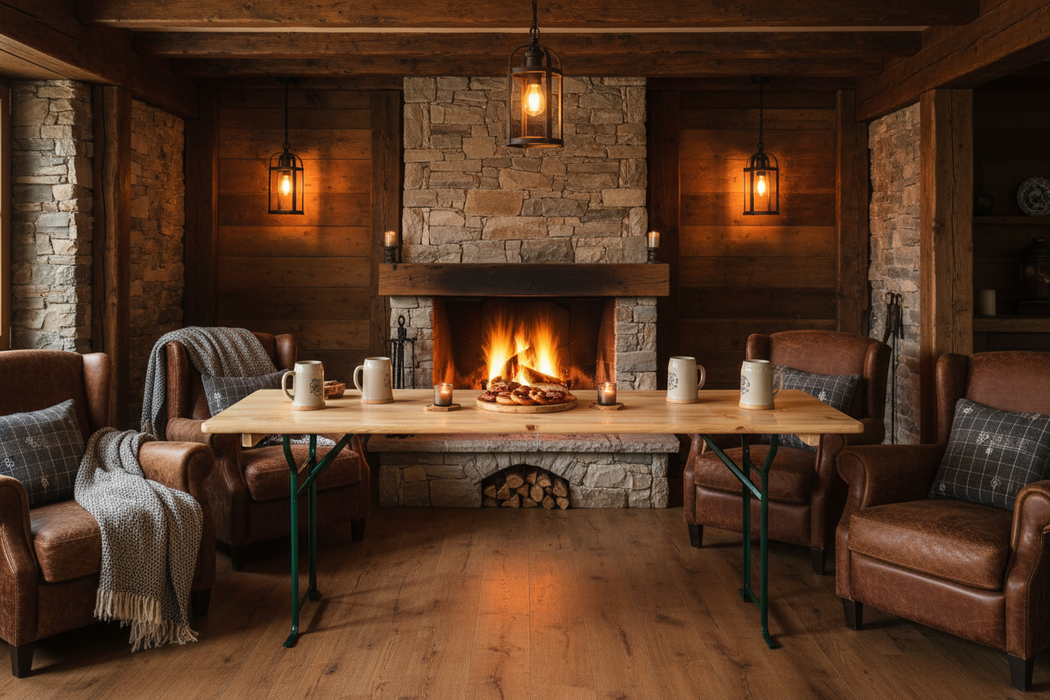 Biertafel in rustiek interieur