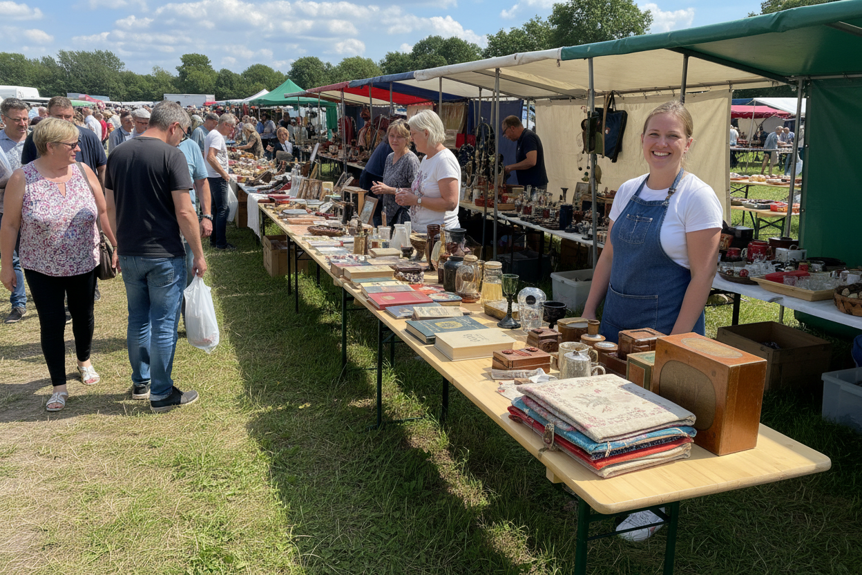 Biertafel op rommelmarkt
