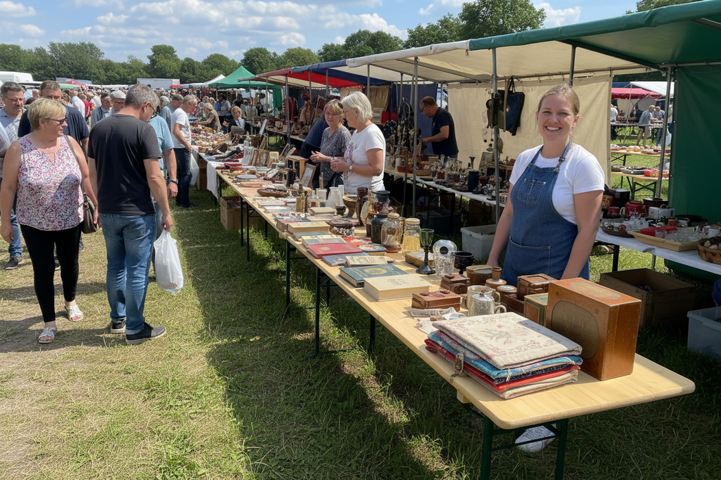 Biertafel op rommelmarkt