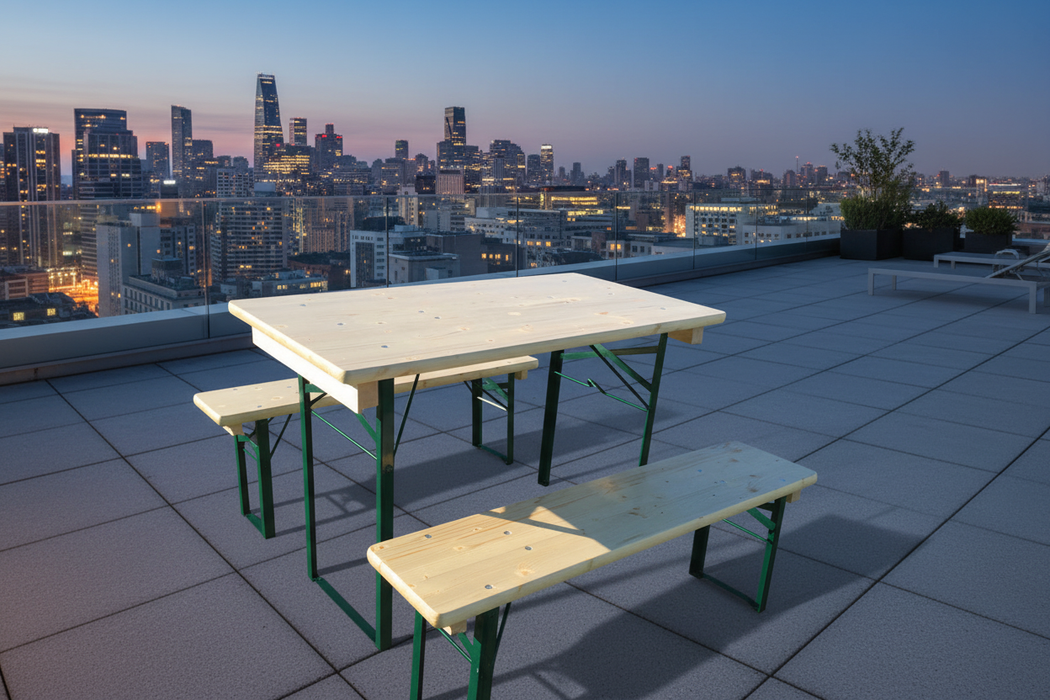 Biertafelset 110cm op dakterras