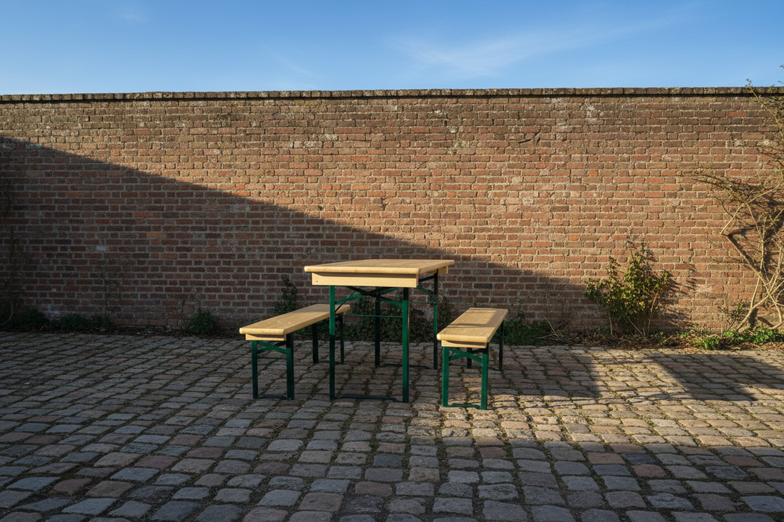 Biertafelset 110cm op kasseien