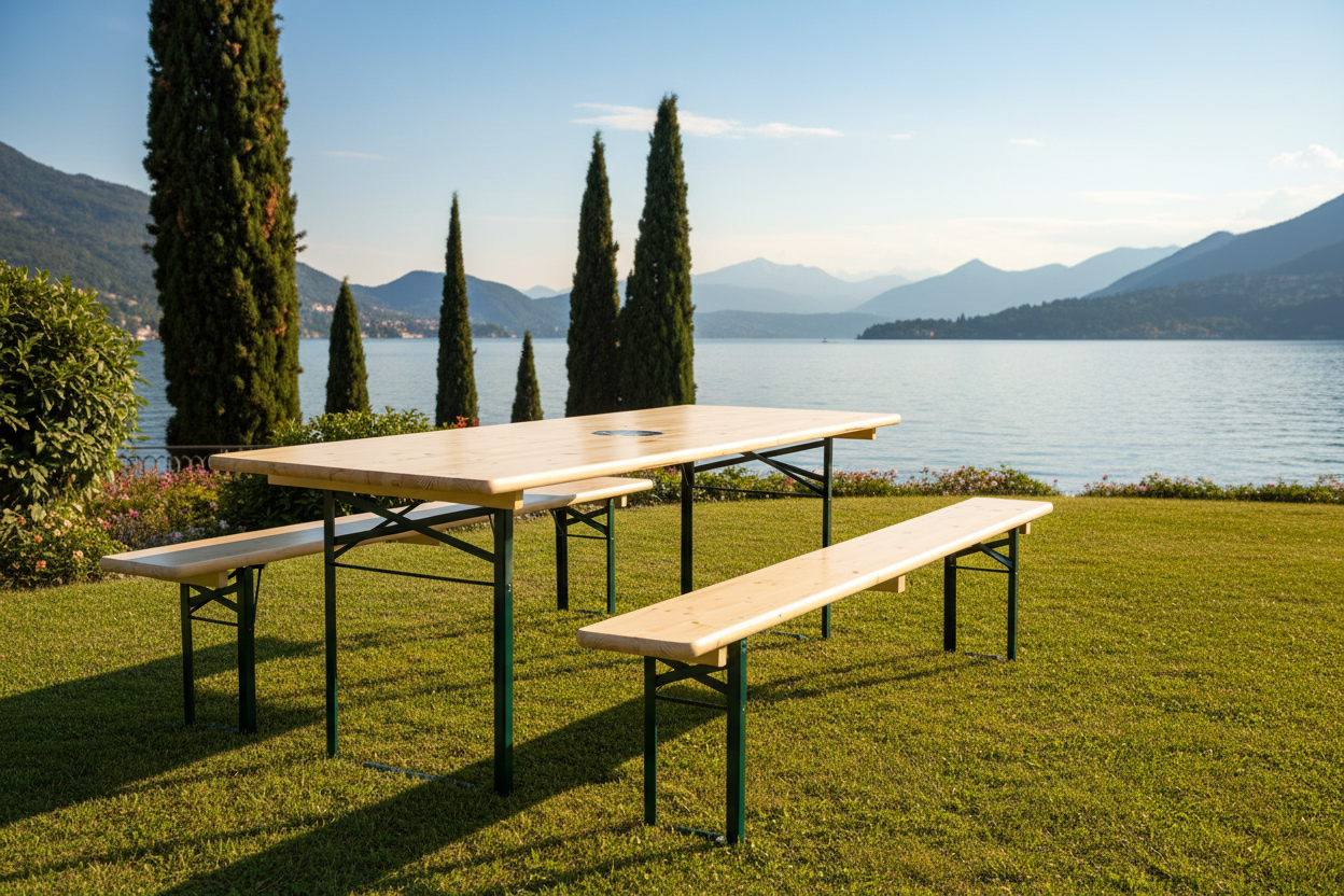 Biertafelset aan Italiaans meer