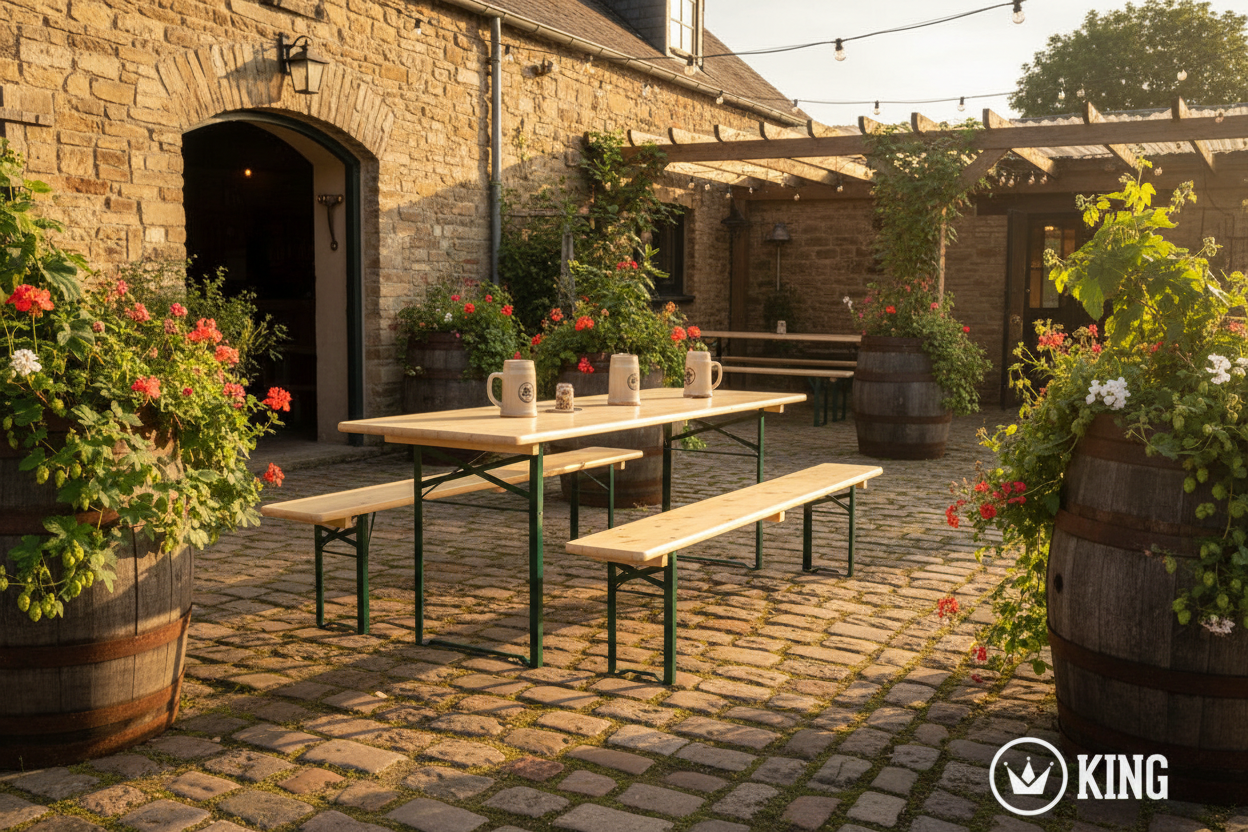 Biertafelset op biertuin terras