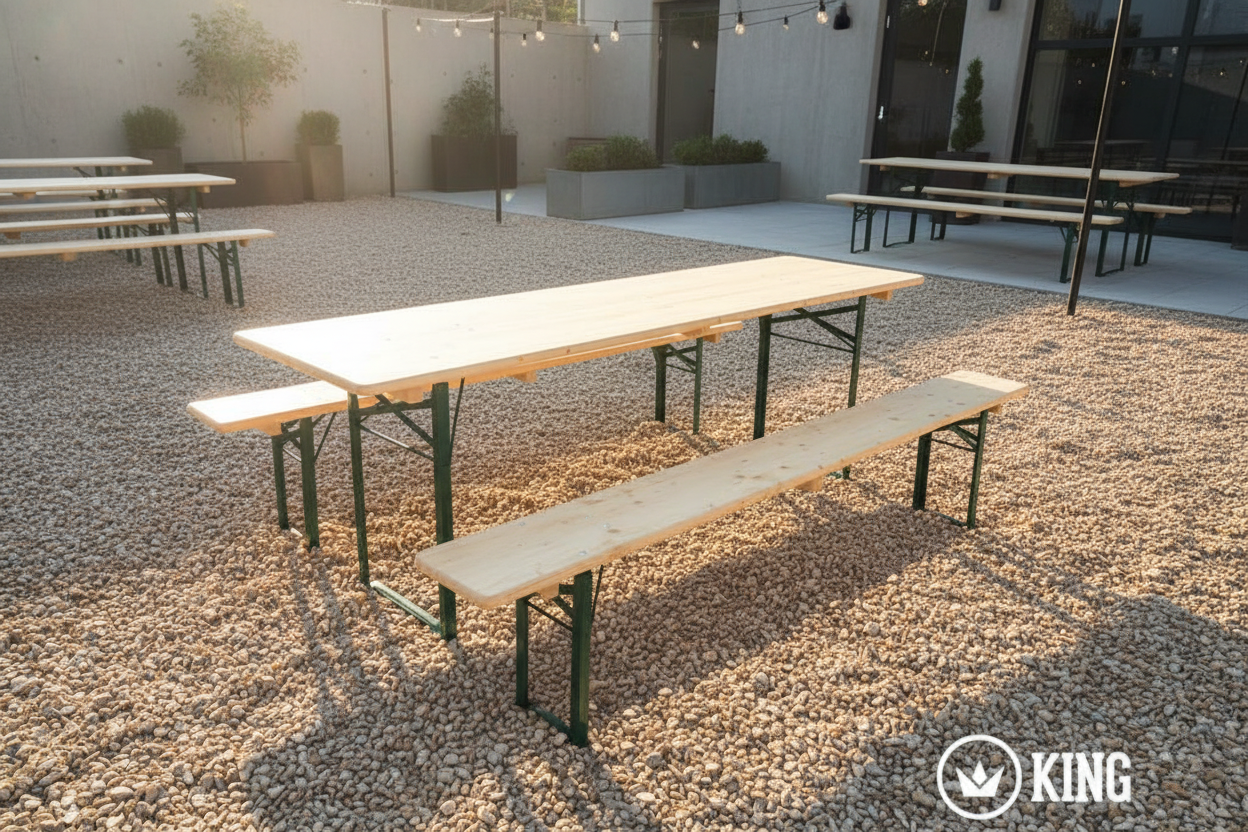 Biertafelset op grind