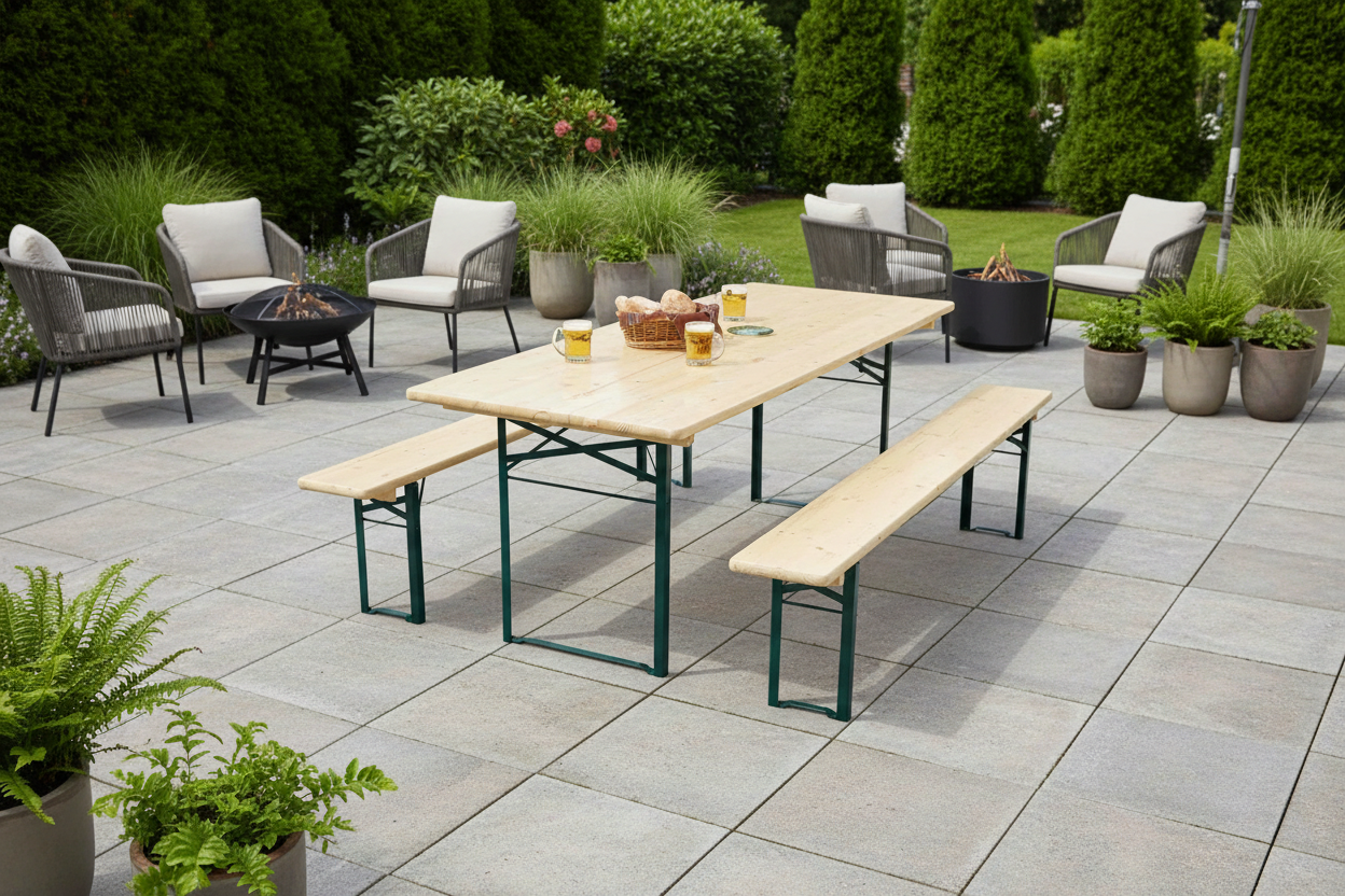 Biertafelset op modern terras