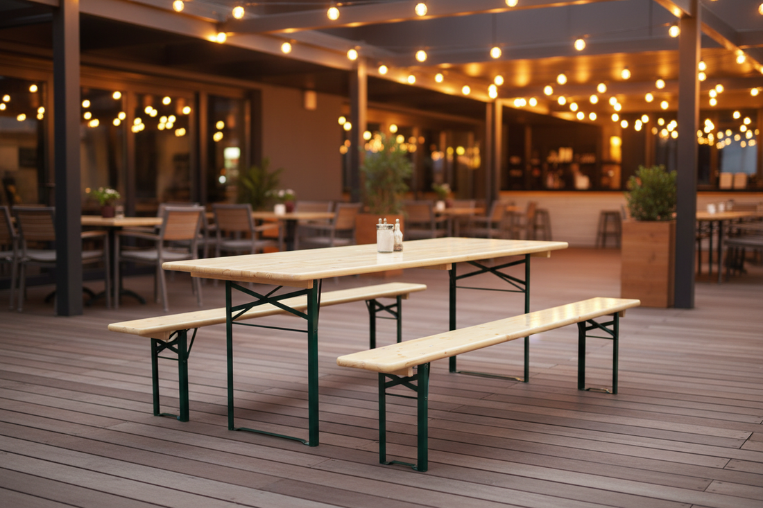 Biertafelset op restaurant terras