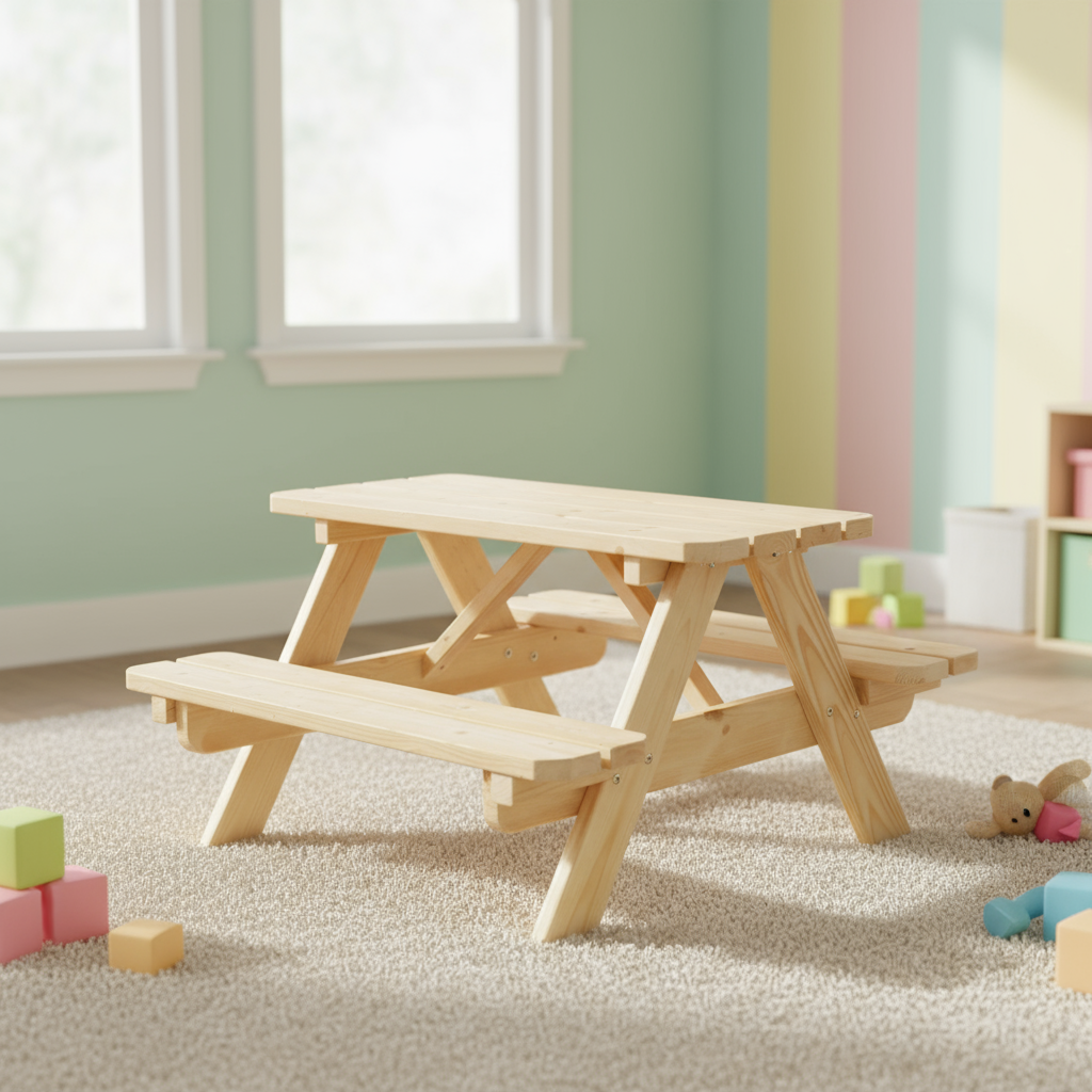 Kinderpicknicktafel Björn KING ® (90 cm.) - Natuur