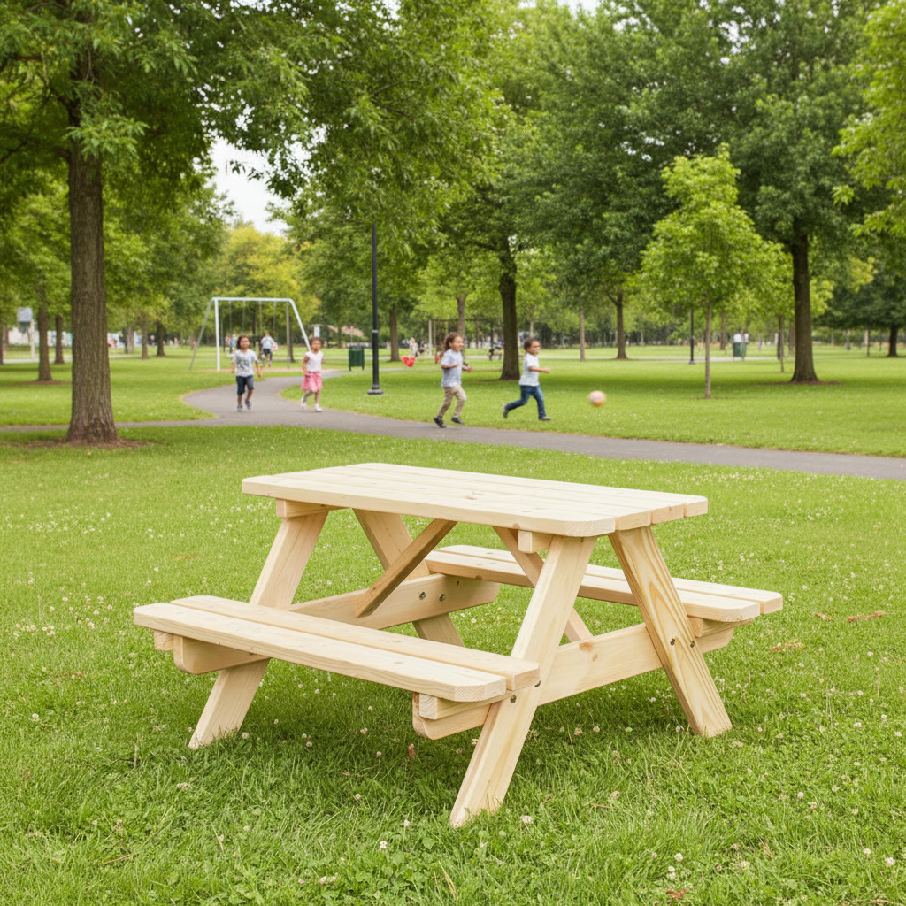 Kinderpicknicktafel Björn KING ® (90 cm.) - Natuur
