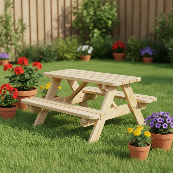 Kinderpicknicktafel Björn KING ® (90 cm.) - Natuur