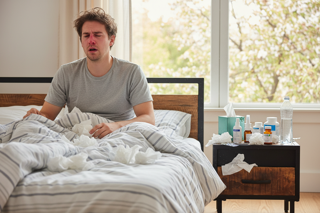 Blanke man lijdt aan hooikoorts