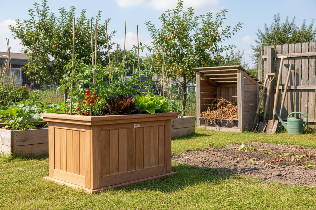 Bloembak Flores teak moestuin zomer