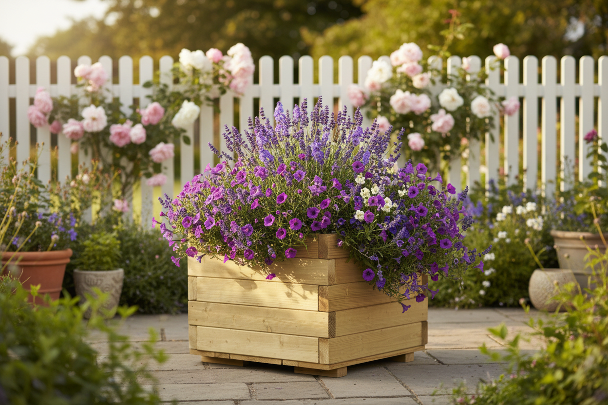 Bloembak in cottage garden