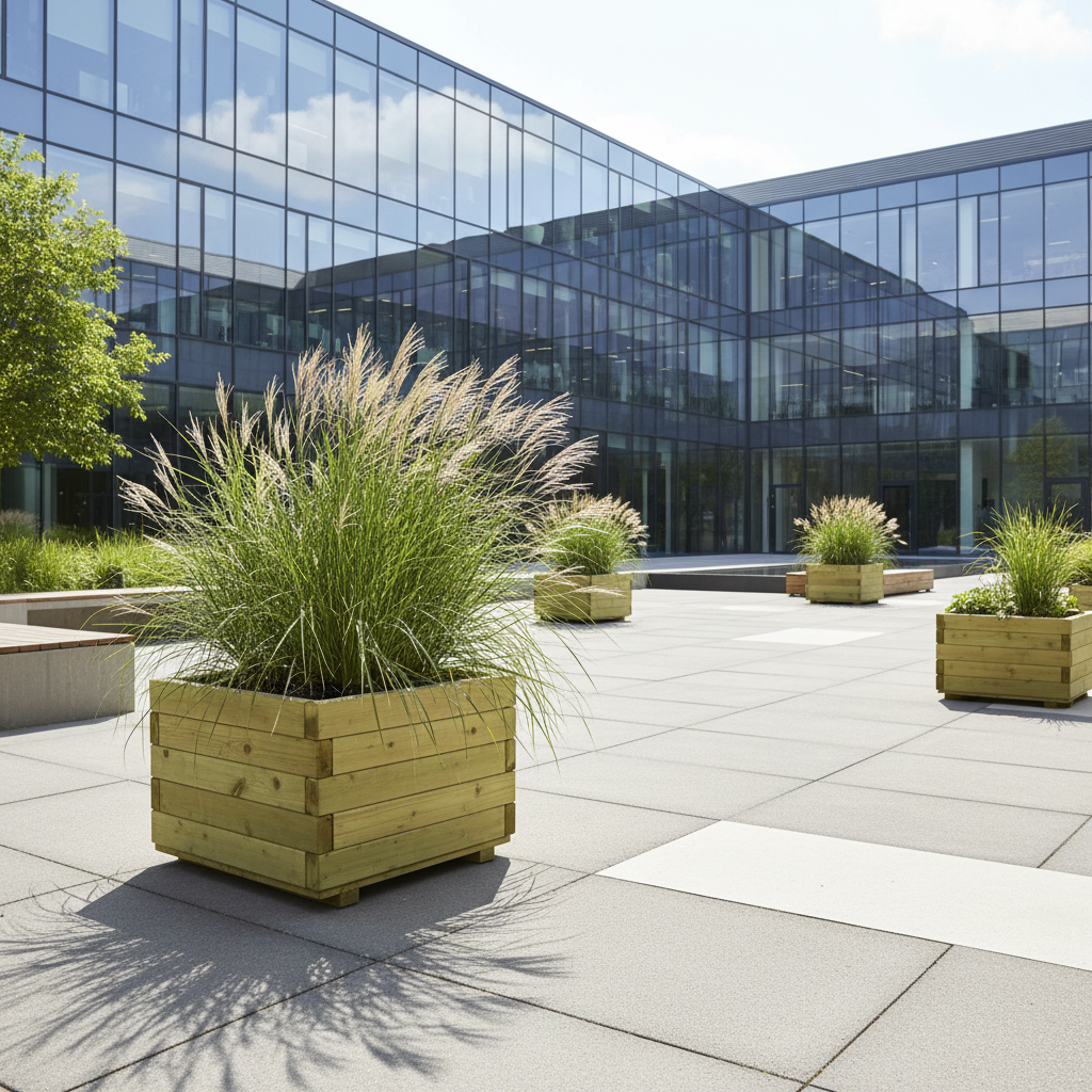 Bloembak in office courtyard