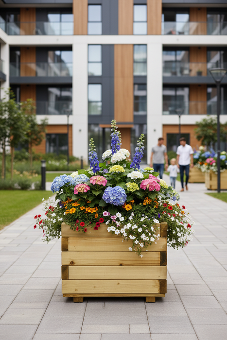 Bloembak in residential courtyard