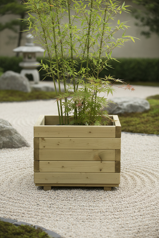 Bloembak in zen Japanese garden