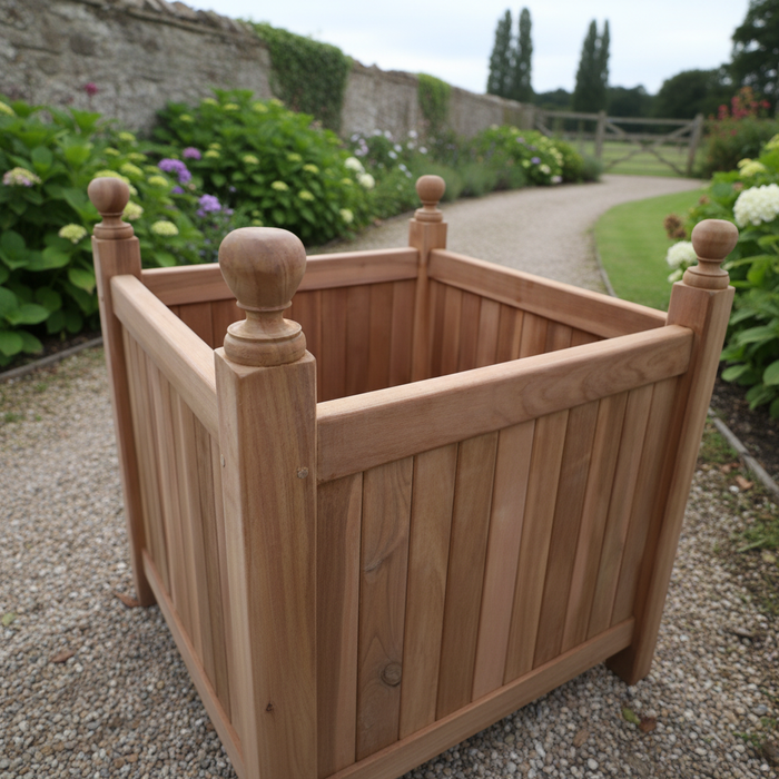 Tekora teak bloembakken set square – 3-delige plantenbakken in massief teak