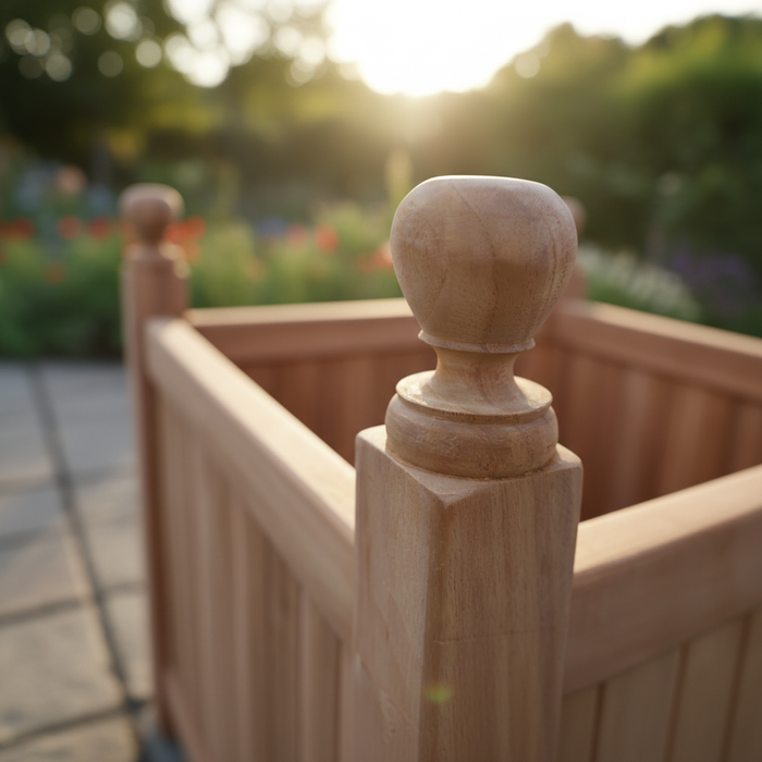 Tekora teak bloembakken set square – 3-delige plantenbakken in massief teak