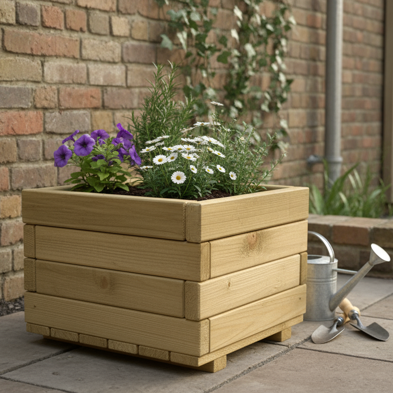 Bloembak vierkant (32 x 40 x 40 cm) KING ® – Vuren