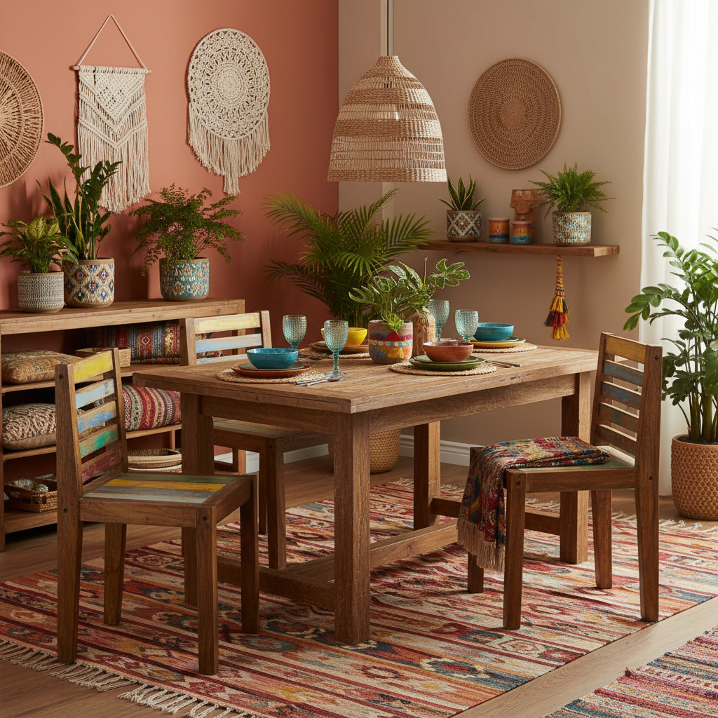 Bohemian setting 4 stoelen