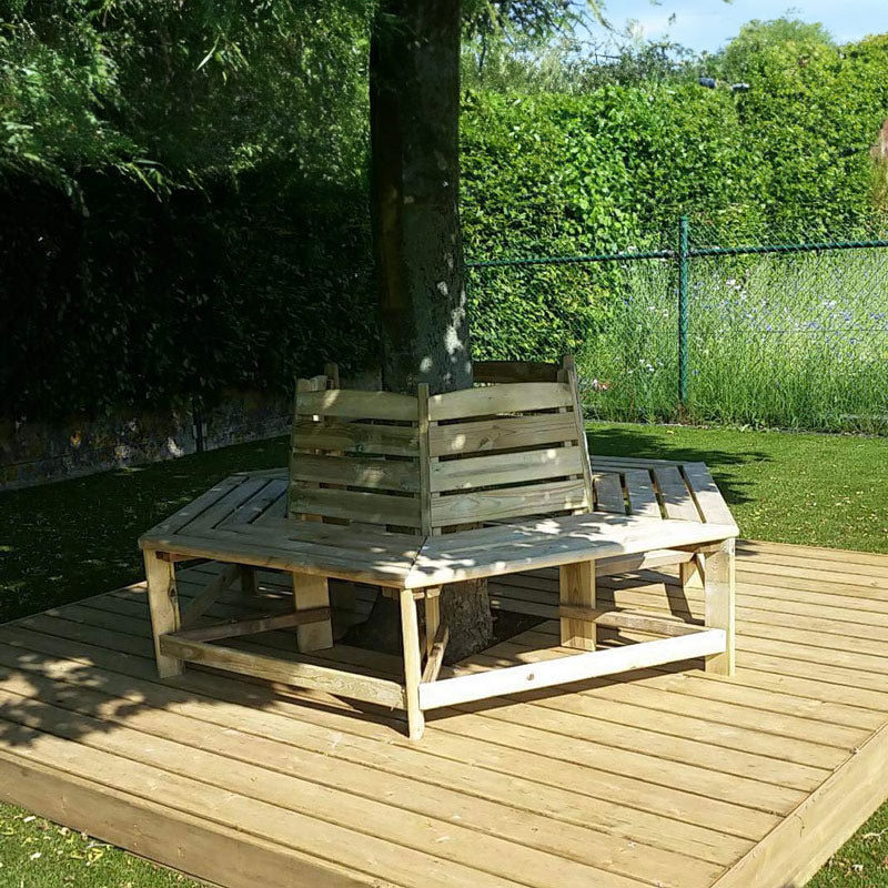 Boombank met rugleuning grenen - tweede keuze