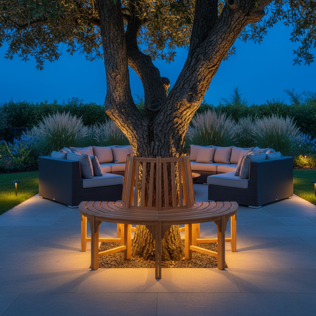 Boombank segment 208cm in tuin