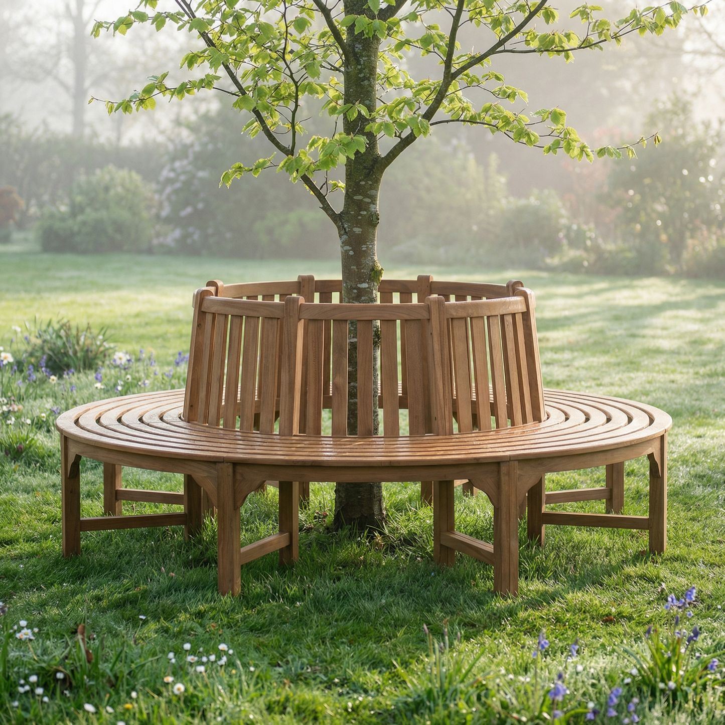 Teak Ronde Boombank 220 cm | 4 voorgemonteerde delen | 500 euro korting in Maart