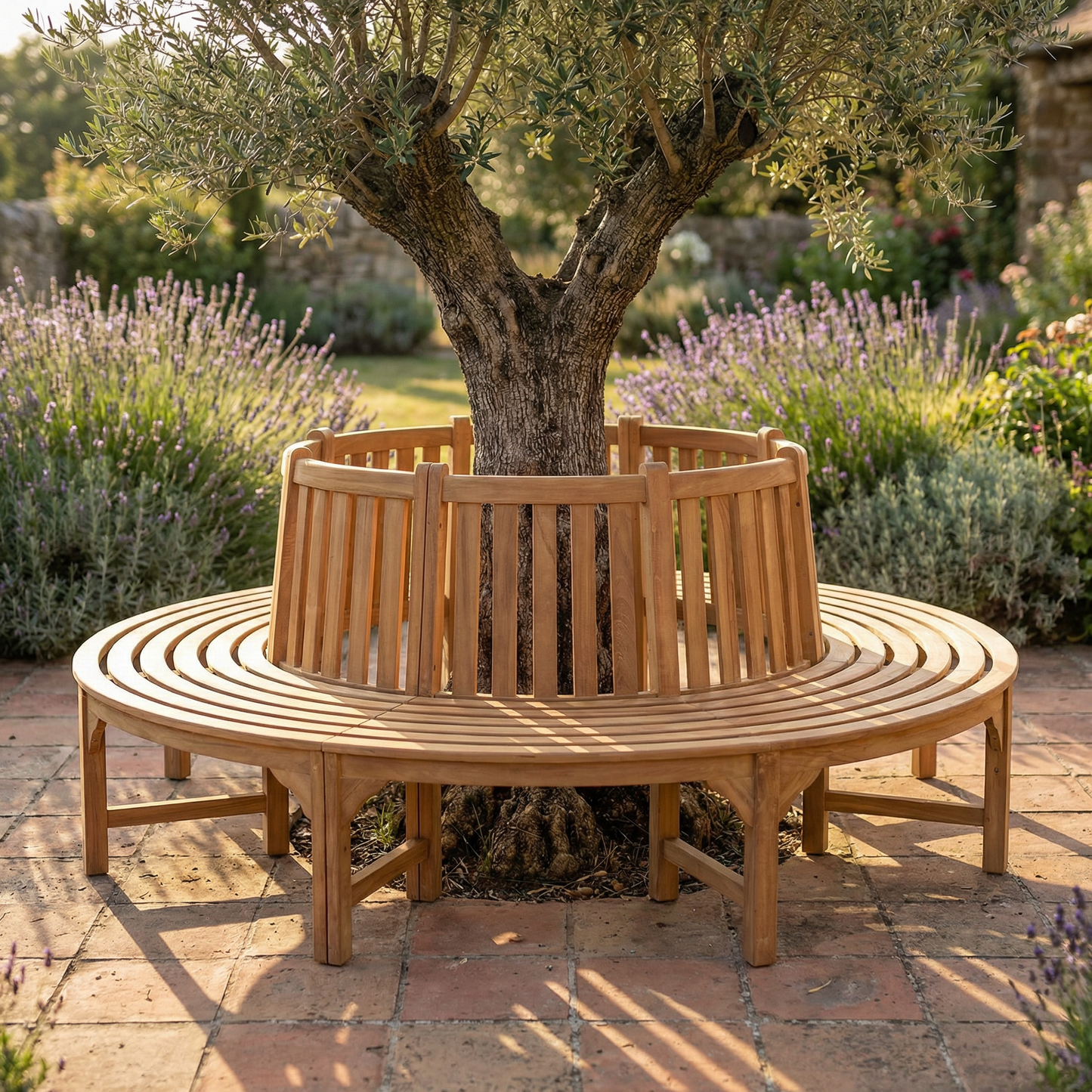 Teak Ronde Boombank 220 cm | 4 voorgemonteerde delen | 500 euro korting in Maart