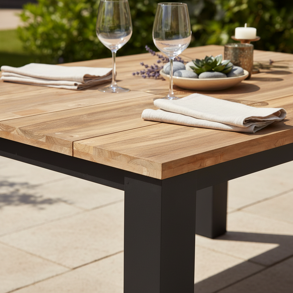 Boston teak tafel – tabletop detail