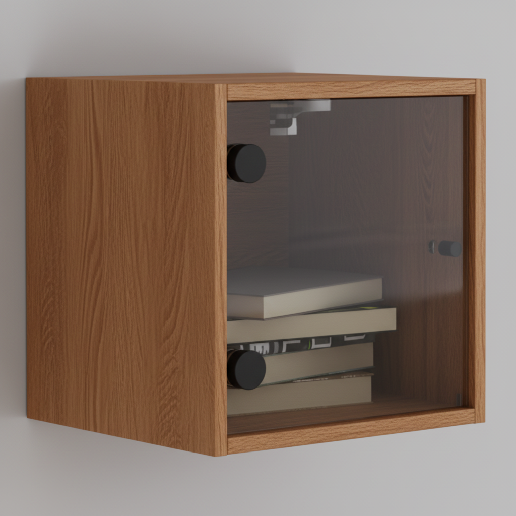 Bruin eiken wandkastje