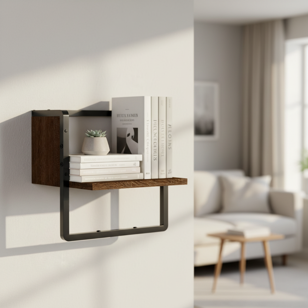 Bruin eikenkleur wandschap - Met alleen boeken