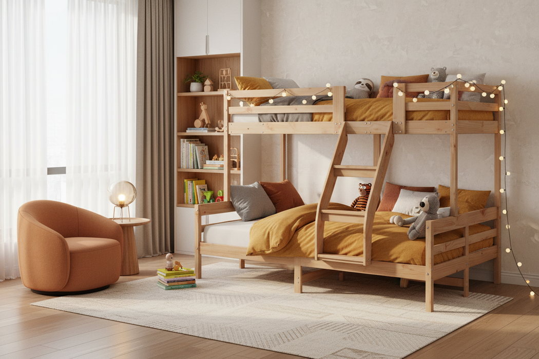 Bruin Kinderbed Milo in moderne kamer