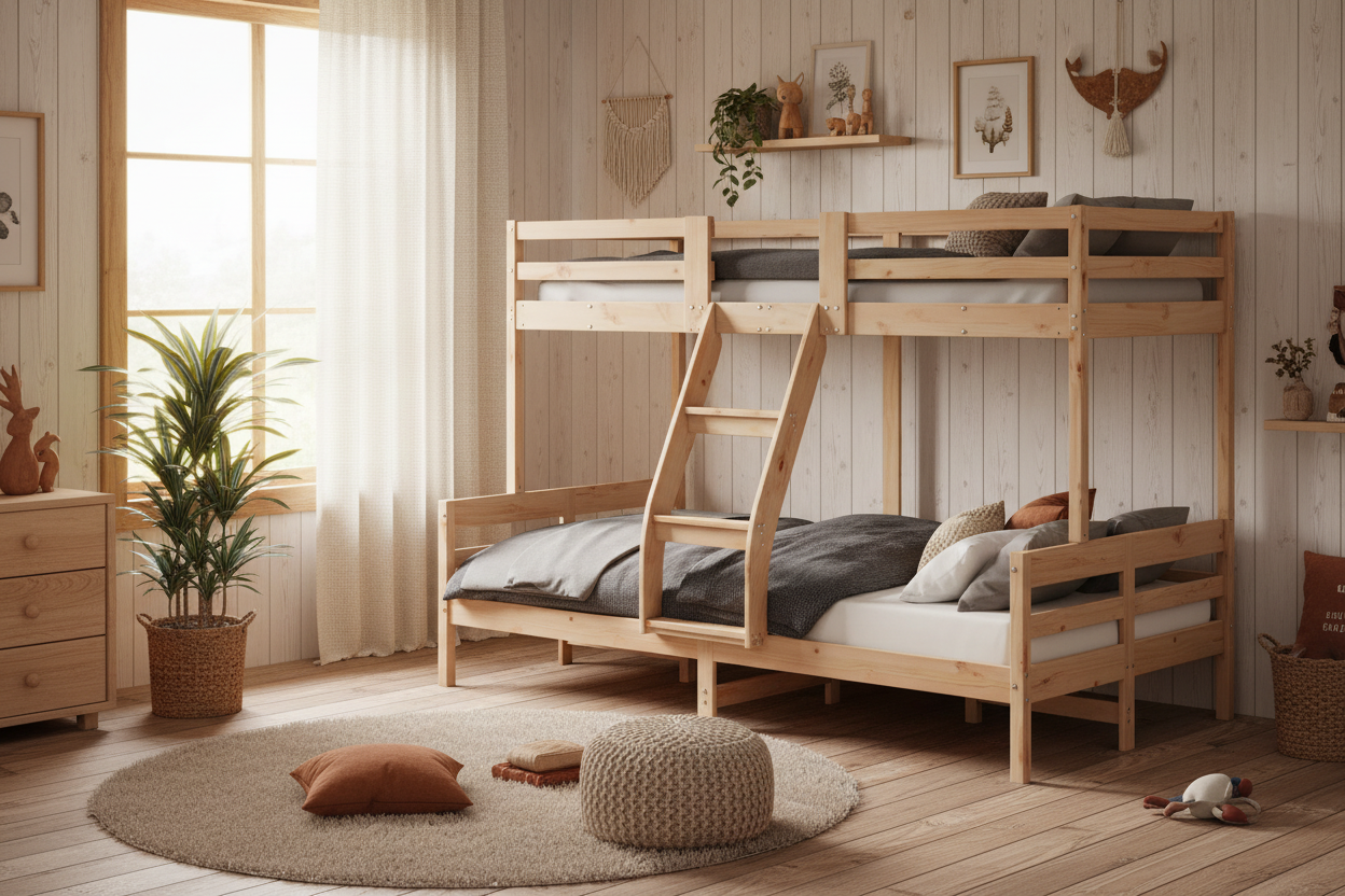 Bruin Kinderbed Milo in rustieke kamer