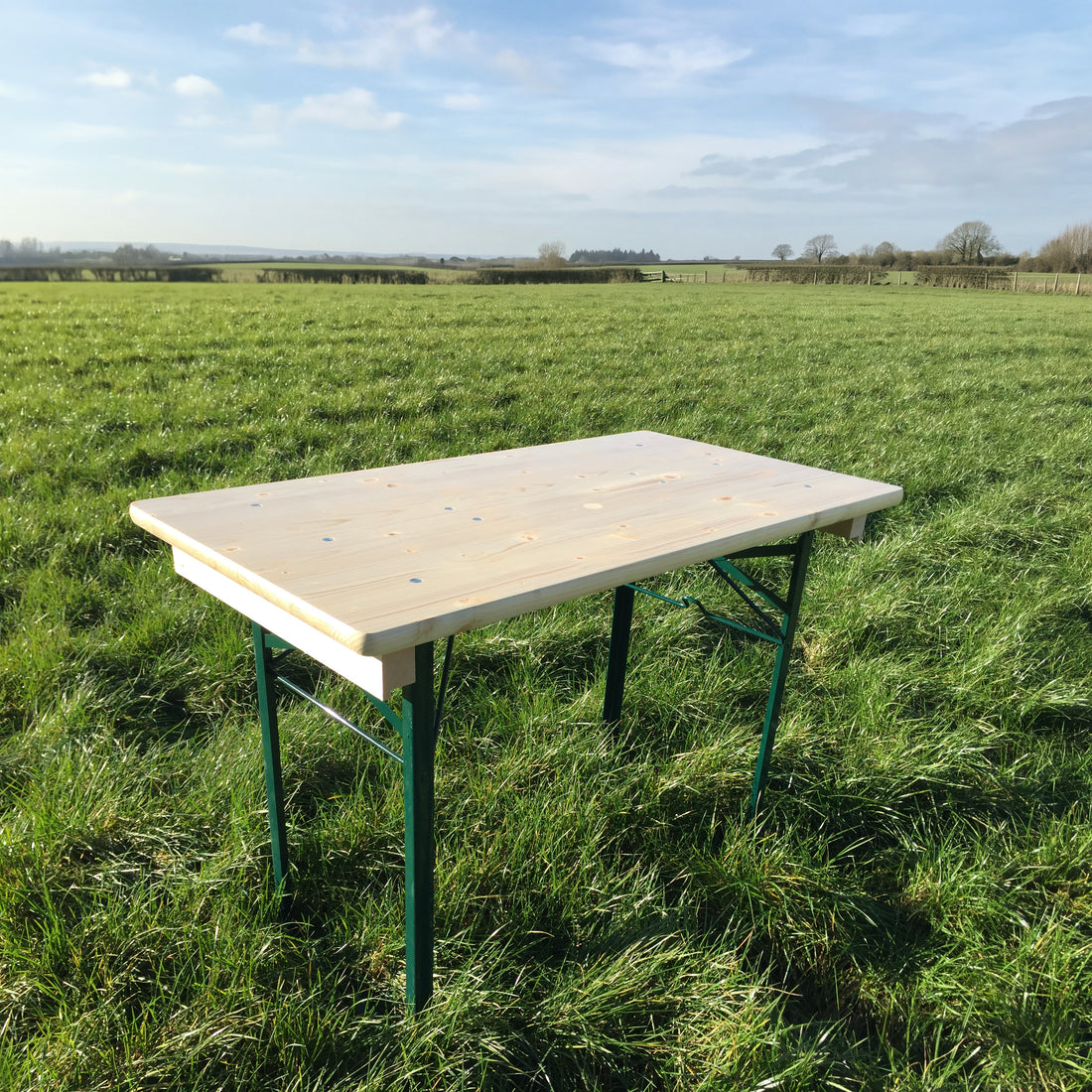 Opklapbare biertafel 110 x 60 cm KING – op een grasveld