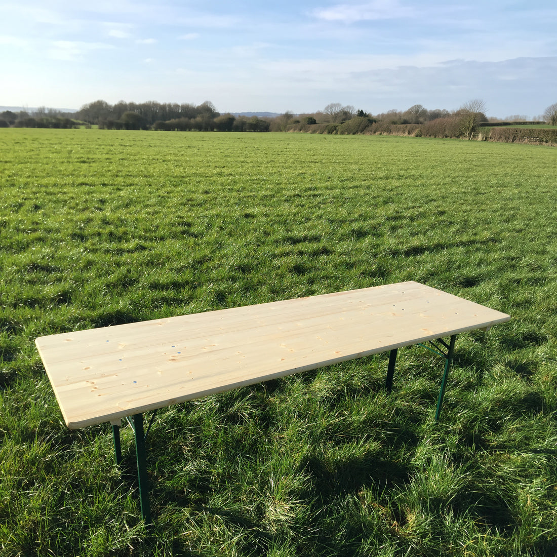 Biertafel 220 x 70 cm KING – op een grasveld (andere hoek)