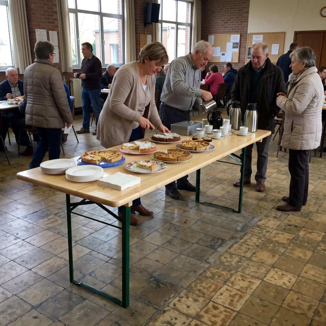 Biertafel 220 x 70 cm KING als taarten- en koffietafel in een zaal