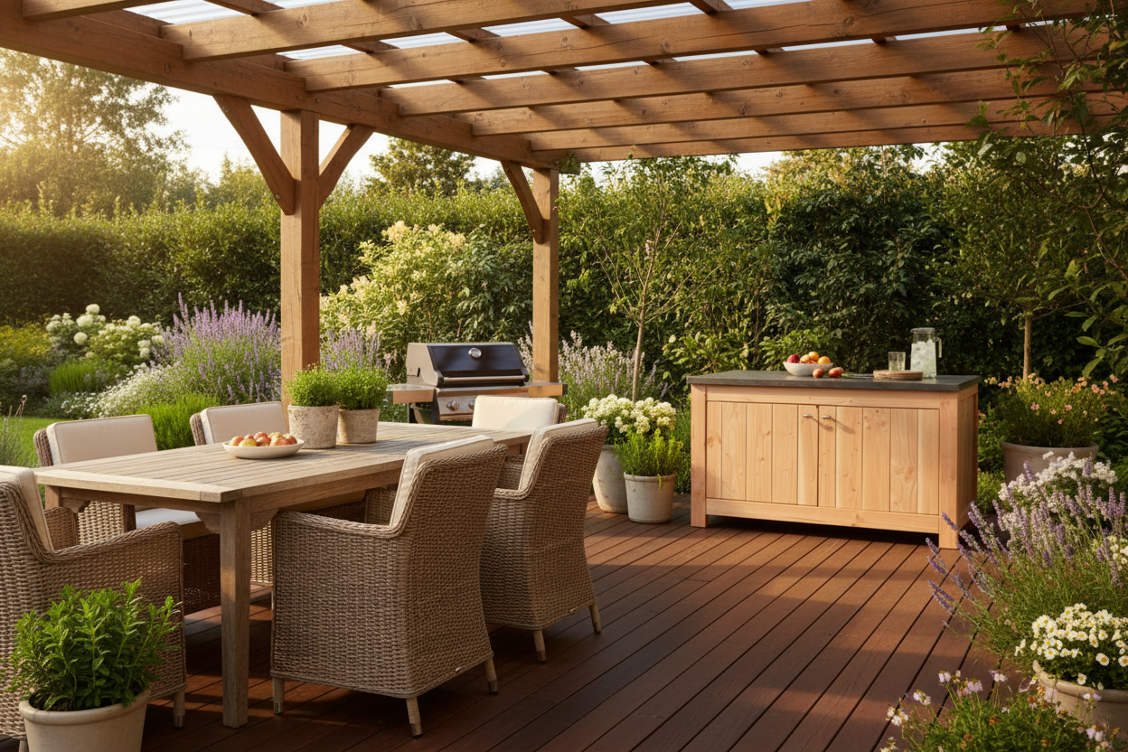 Buitenkeuken op overdekte patio