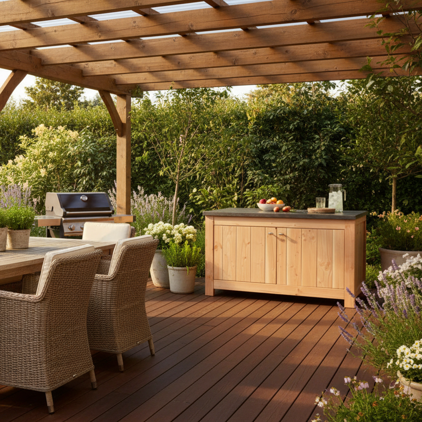 Buitenkeuken op overdekte patio