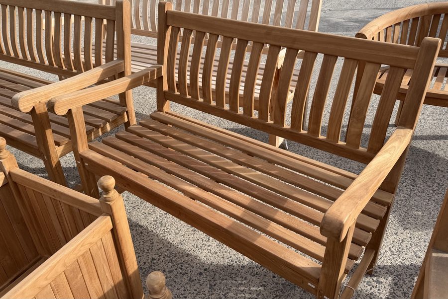 Teak tuinbank Dordogne 120 cm – gemonteerd toonmodel (tweede keuze)