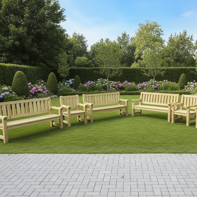 Charles tuinbank six-pack - rijen opstelling